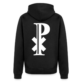 Augustus - Unisex Premium Organic Zip Hoodie - black - Back - Nico (187cm)