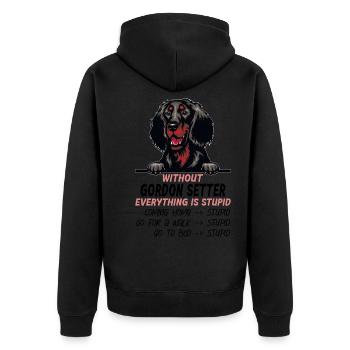 Ohne Gordon Setter ist alles doof - Unisex Premium Bio Zip Hoodie - Schwarz - Hinten - Nico (187cm)