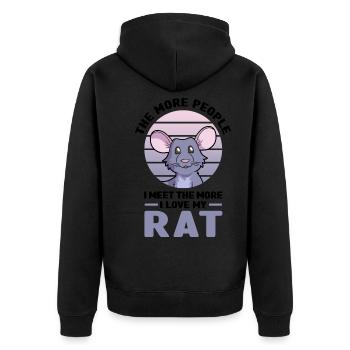 Ratte als Haustier - Unisex Premium Bio Zip Hoodie - Schwarz - Hinten - Nico (187cm)