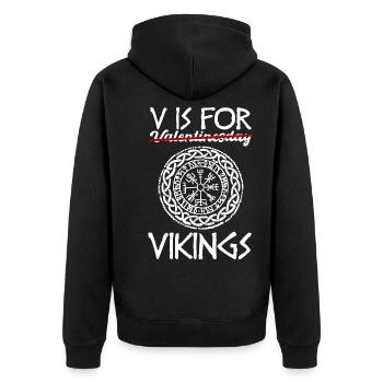 Valentinstag Wikinger Geschenk - Unisex Premium Bio Zip Hoodie - Schwarz - Hinten - Nico (187cm)