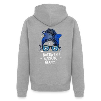 Nördliche Marianen - Unisex Premium Bio Zip Hoodie - Grau meliert - Hinten - Nico (187cm)