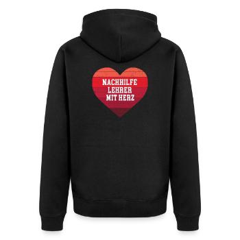 Nachhilfelehrer Mit Herz Nachhilfe Geben Lehrer - Unisex Premium Bio Zip Hoodie - Schwarz - Hinten - Nico (187cm)