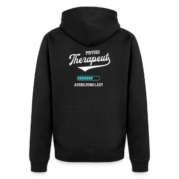 Therapeut Ausbildung Krankengymnastik Physio Azubi - Unisex Premium Bio Zip Hoodie - Schwarz - Hinten - Nico (187cm)