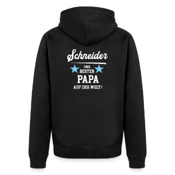Schneider Bester Papa Vatertag Geburtstag - Unisex Premium Bio Zip Hoodie - Schwarz - Hinten - Nico (187cm)