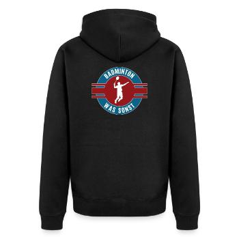Badminton Was Sonst Badmintoner Team Mannschaft - Unisex Premium Bio Zip Hoodie - Schwarz - Hinten - Nico (187cm)