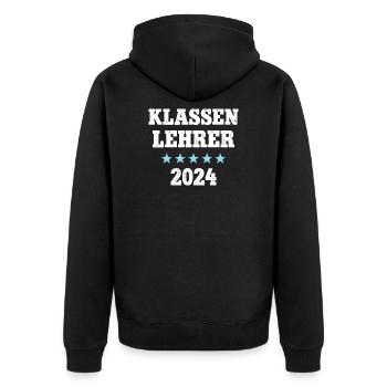 Klassenlehrer 2024 Beruf Studium Lehramt Student - Unisex Premium Bio Zip Hoodie - Schwarz - Hinten - Nico (187cm)