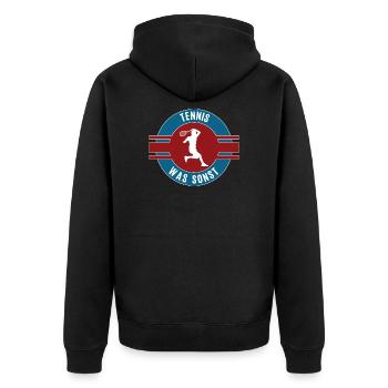 Tennis Tennisspieler Tennisfan Tennisspiel - Unisex Premium Bio Zip Hoodie - Schwarz - Hinten - Nico (187cm)