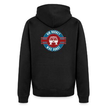 Air Hockey Airhockey Hockeyspieler Tischhockey - Unisex Premium Bio Zip Hoodie - Schwarz - Hinten - Nico (187cm)
