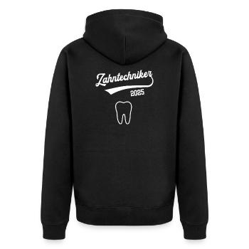 Zahntechniker 2025 Ausbildung Prüfung Zahntechnik - Unisex Premium Bio Zip Hoodie - Schwarz - Hinten - Nico (187cm)