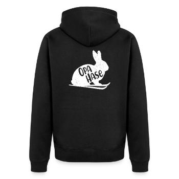 Hasenopa Opa Hase Skifahren Ski Fahrer Skilaufen - Unisex Premium Bio Zip Hoodie - Schwarz - Hinten - Nico (187cm)