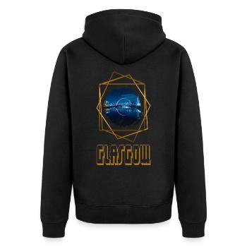 Glasgow Schottland Stadt Skyline Liebe Gold - Unisex Premium Bio Zip Hoodie - Schwarz - Hinten - Nico (187cm)