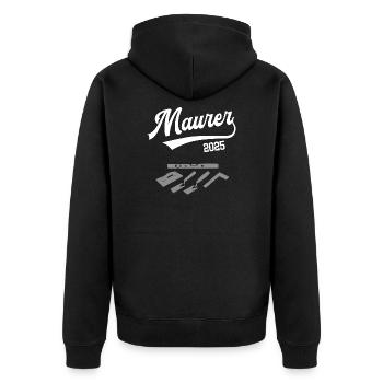 Maurer 2025 Ausbildung Prüfung Maurerei Azubi - Unisex Premium Bio Zip Hoodie - Schwarz - Hinten - Nico (187cm)