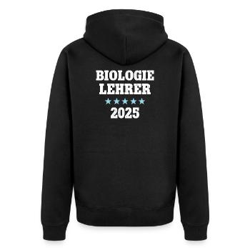Biologie Lehrer 2025 Biolehrer Studium Lehramt - Unisex Premium Bio Zip Hoodie - Schwarz - Hinten - Nico (187cm)