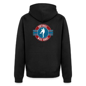 Softball Was Sonst Softballer Team Mannschaft - Unisex Premium Bio Zip Hoodie - Schwarz - Hinten - Nico (187cm)