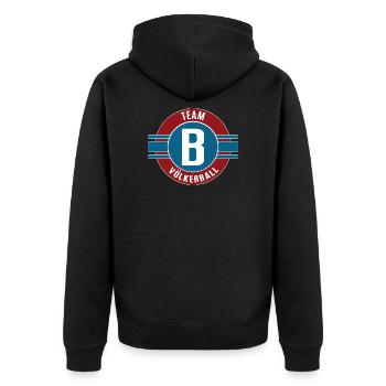 Völkerball Team B Mannschaft Spieler Ballspiel - Unisex Premium Bio Zip Hoodie - Schwarz - Hinten - Nico (187cm)