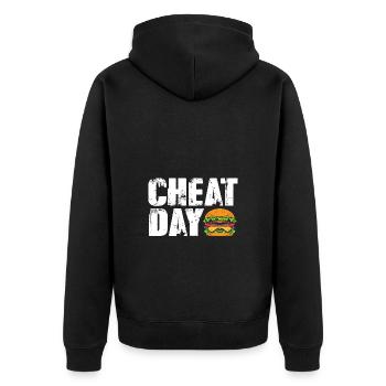 Cheeseburger Burger - Unisex Premium Bio Zip Hoodie - Schwarz - Hinten - Nico (187cm)