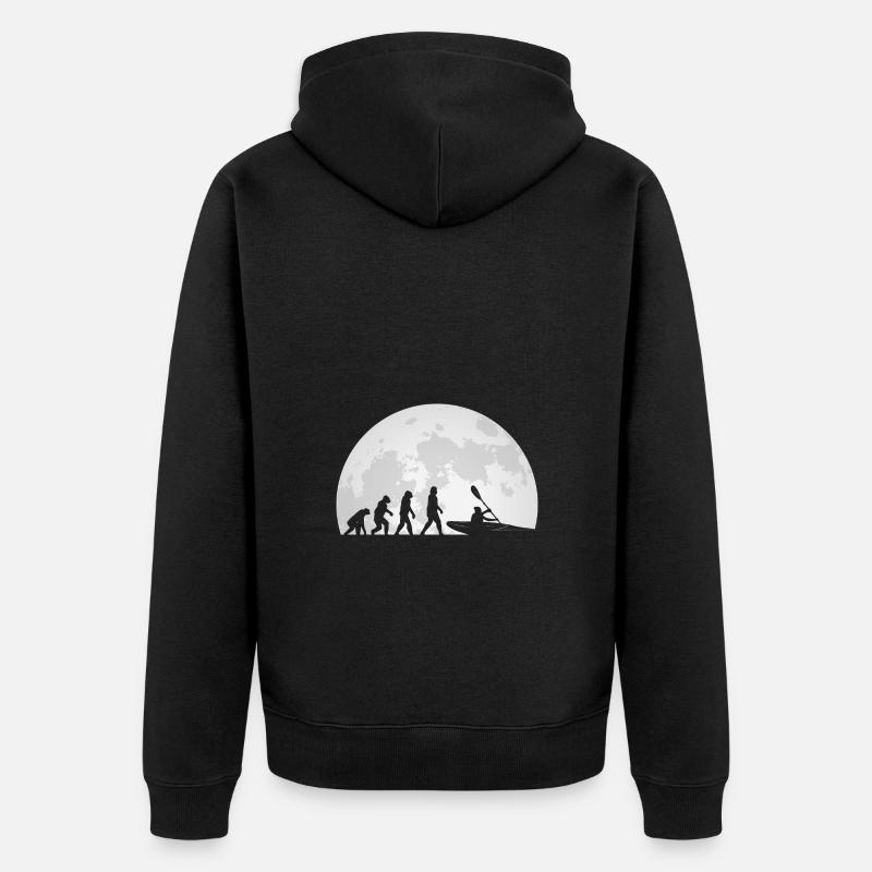 Kajak Kajakfahren Evolution - Unisex Premium Bio Zip Hoodie - Schwarz