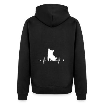 Battements de cœur de corgi - Veste à capuche bio Premium Unisexe - noir - Dos - Nico (187cm)