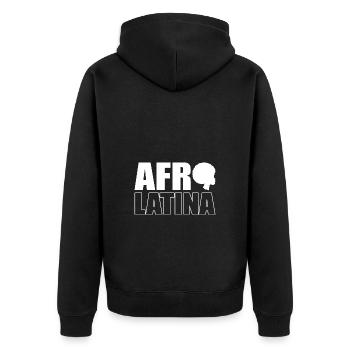 Afro Latina - Unisex Premium Bio Zip Hoodie - Schwarz - Hinten - Nico (187cm)