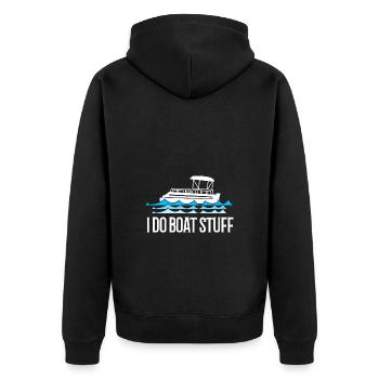 Pontonboot Boot Boote - Unisex Premium Bio Zip Hoodie - Schwarz - Hinten - Nico (187cm)