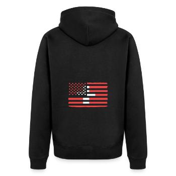 Schweiz Schweizer Schweizerdeutsch - Unisex Premium Bio Zip Hoodie - Schwarz - Hinten - Nico (187cm)