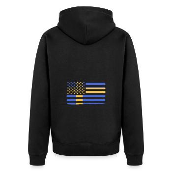 Schweden Schwedisch - Unisex Premium Bio Zip Hoodie - Schwarz - Hinten - Nico (187cm)