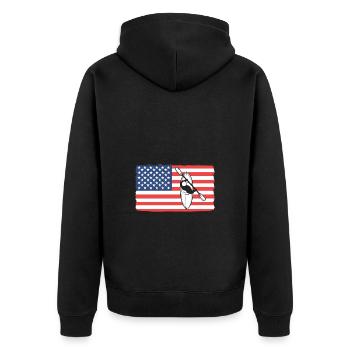 Kajak Kajakfahren - Unisex Premium Bio Zip Hoodie - Schwarz - Hinten - Nico (187cm)
