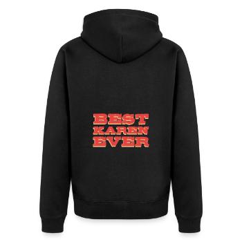 Karen - Unisex Premium Organic Zip Hoodie - black - Back - Nico (187cm)