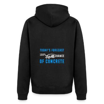 Beton Betonfertiger Betonmischer - Unisex Premium Bio Zip Hoodie - Schwarz - Hinten - Nico (187cm)