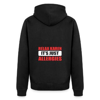 Karen - Unisex Premium Organic Zip Hoodie - black - Back - Nico (187cm)