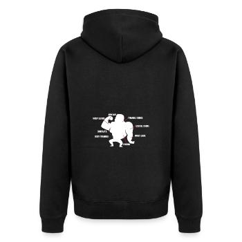 Jiu Jitsu Self Defense - Unisex Premium Organic Zip Hoodie - black - Back - Nico (187cm)