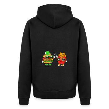 Cheeseburger Burger - Unisex Premium Bio Zip Hoodie - Schwarz - Hinten - Nico (187cm)