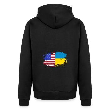 Ukraine - Unisex Premium Bio Zip Hoodie - Schwarz - Hinten - Nico (187cm)