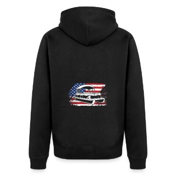 Pontonboot Boot Boote - Unisex Premium Bio Zip Hoodie - Schwarz - Hinten - Nico (187cm)