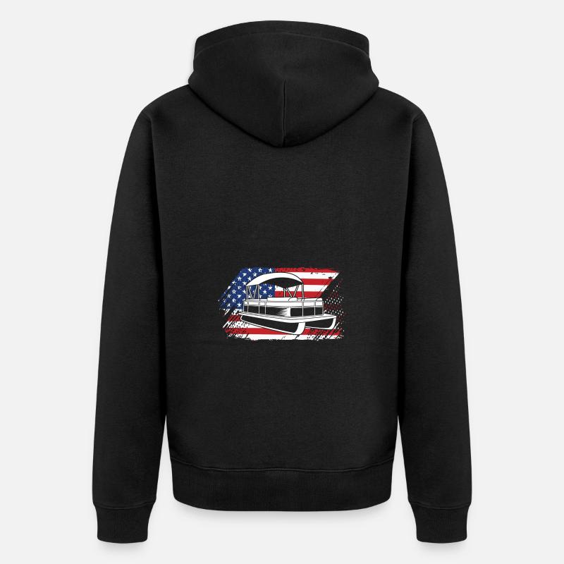 Pontonboot Boot Boote - Unisex Premium Bio Zip Hoodie - Schwarz