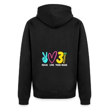 3. Klasse - Unisex Premium Bio Zip Hoodie - Schwarz - Hinten - Nico (187cm)
