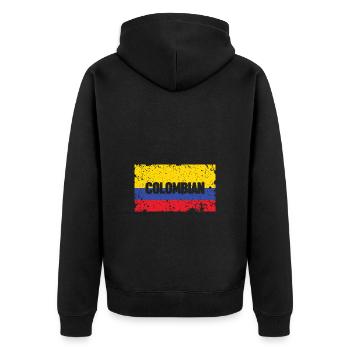 Kolumbien - Unisex Premium Bio Zip Hoodie - Schwarz - Hinten - Nico (187cm)