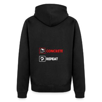 Beton Betonfertiger Betonmischer - Unisex Premium Bio Zip Hoodie - Schwarz - Hinten - Nico (187cm)