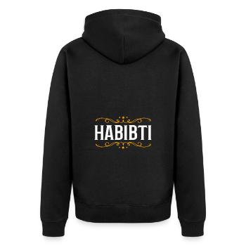Muslim Habibi - Unisex Premium Bio Zip Hoodie - Schwarz - Hinten - Nico (187cm)