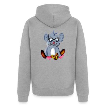 Souris nerd intelligente avec des lunettes comme un serpent de spectacle - Veste à capuche bio Premium Unisexe - gris chiné - Dos - Nico (187cm)