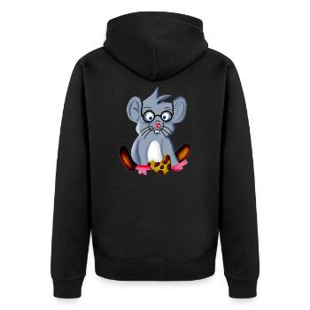 Smart nerd mouse with glasses as a spectacle snake - Unisex Premium Organic Zip Hoodie - black - Back - Nico (187cm)