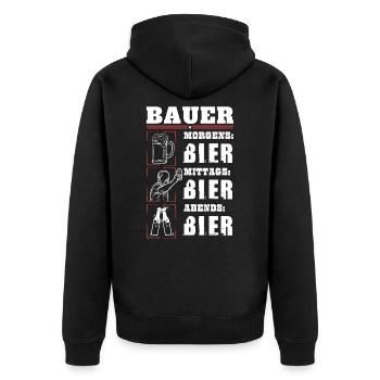 My daily routine as a farmer - Unisex Premium Organic Zip Hoodie - black - Back - Nico (187cm)