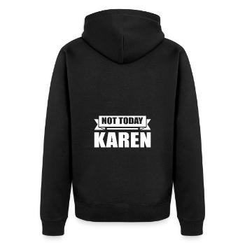 Karen - Unisex Premium Organic Zip Hoodie - black - Back - Nico (187cm)