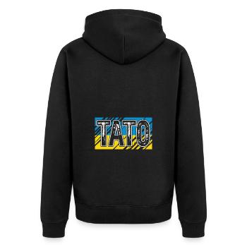 Ukraine - Unisex Premium Bio Zip Hoodie - Schwarz - Hinten - Nico (187cm)