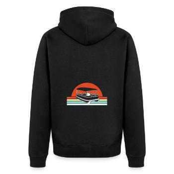 Pontonboot Boot Boote - Unisex Premium Bio Zip Hoodie - Schwarz - Hinten - Nico (187cm)
