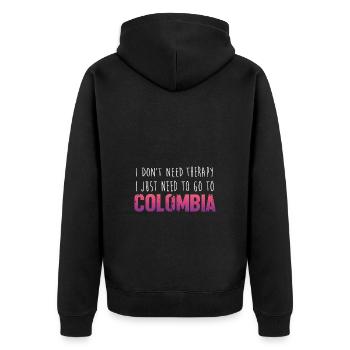 Kolumbien - Unisex Premium Bio Zip Hoodie - Schwarz - Hinten - Nico (187cm)