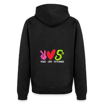 5. Klasse - Unisex Premium Bio Zip Hoodie - Schwarz - Hinten - Nico (187cm)