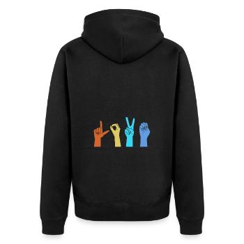 Langue des signes ASL sourd - Veste à capuche bio Premium Unisexe - noir - Dos - Nico (187cm)