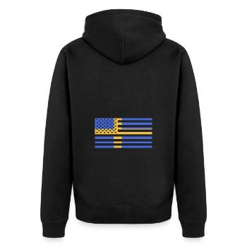 Schweden Schwedisch - Unisex Premium Bio Zip Hoodie - Schwarz - Hinten - Nico (187cm)