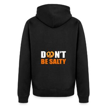 Brezel - Unisex Premium Bio Zip Hoodie - Schwarz - Hinten - Nico (187cm)